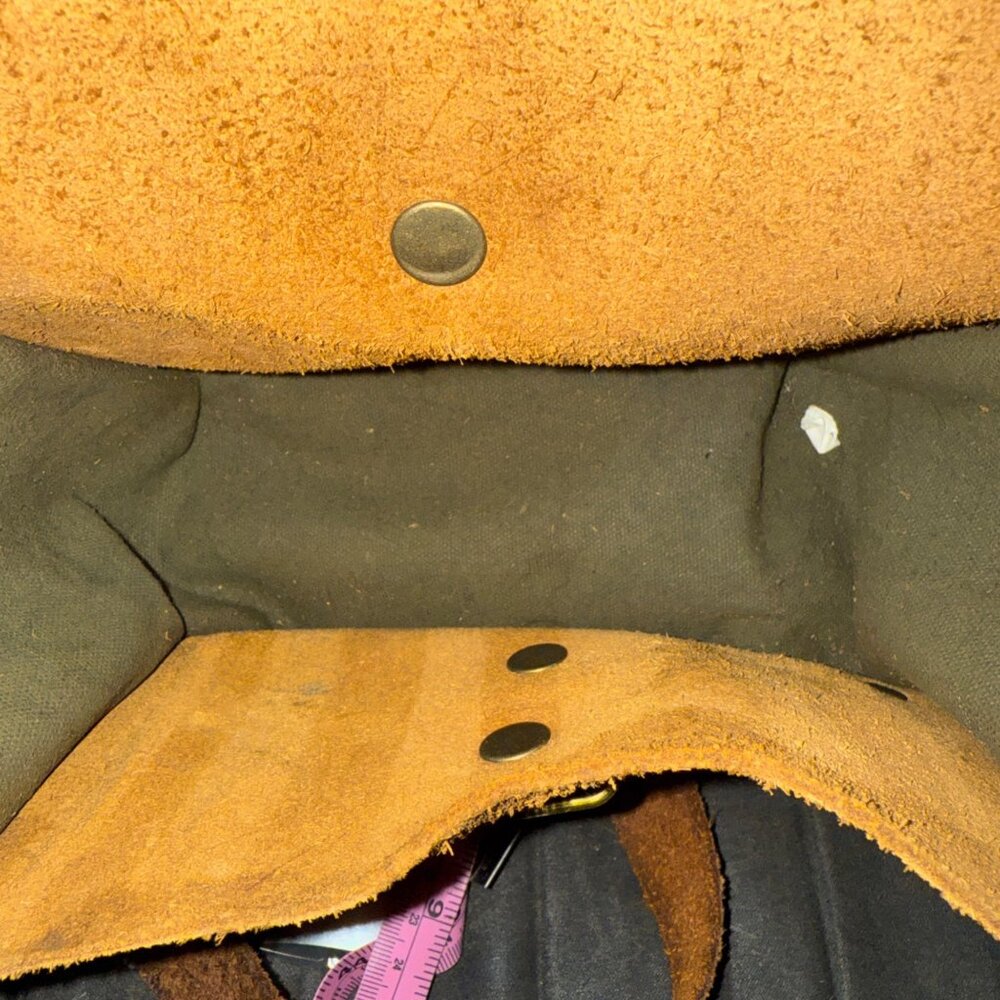 Rogue Journeymen Brown Suede & Green Canvas Crossbody Bag With Adjustable Strap - Picture 9 of 10
